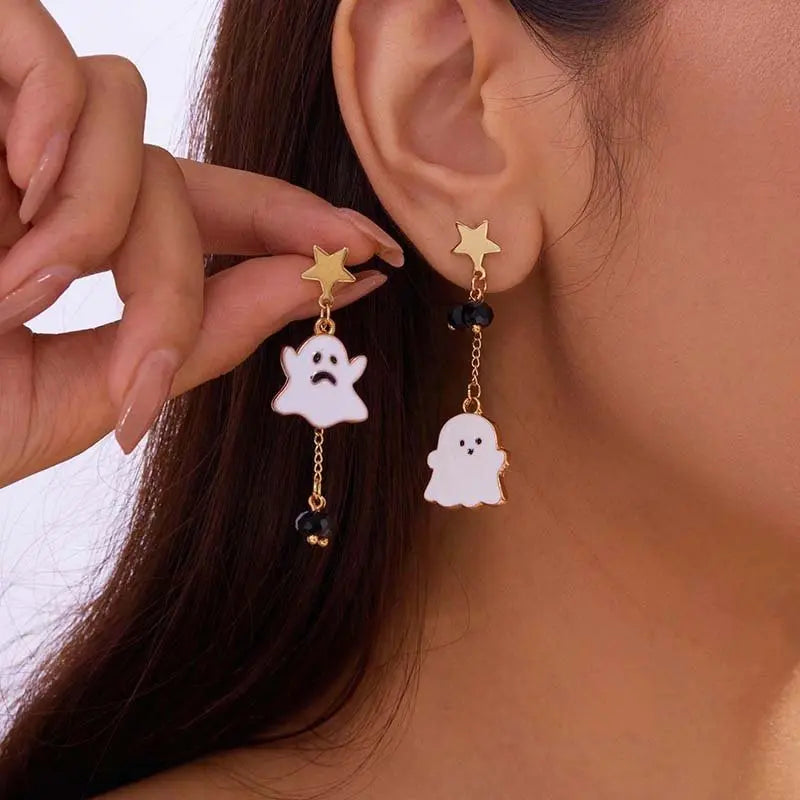 Dark Style Halloween Spider Web Earrings Bat Ghost Asymmetric Halloween