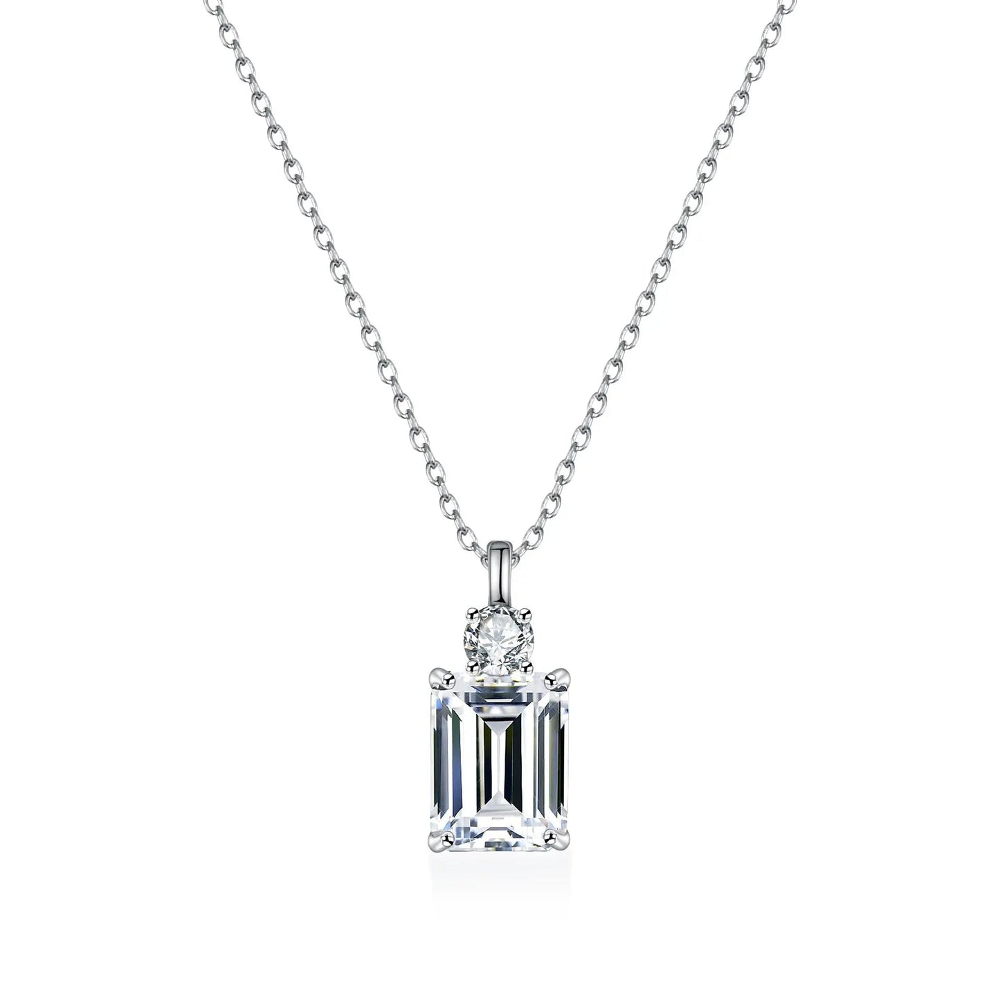 Emerald Diamond Square S925 Sterling Silver Necklace