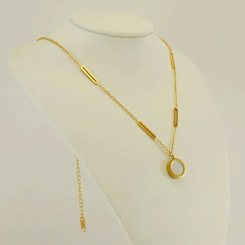Stainless Steel 18K Asymmetric Letter Necklace