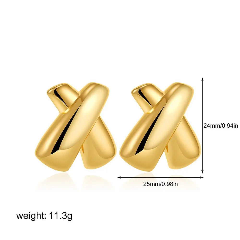 Earrings Chubby Cross X-shaped Stud Earrings Simple Earrings