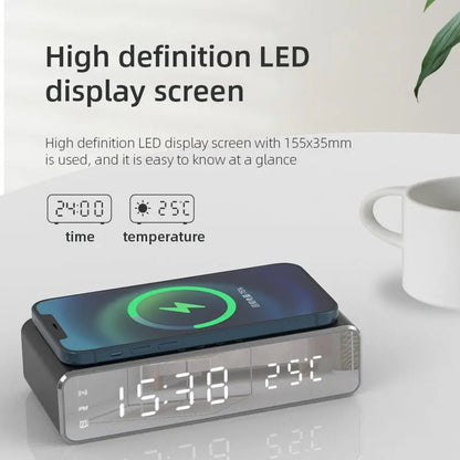 Electric Wireless Phone Charger, Clock, HD Thermometer, Mirror, Clock With Charger