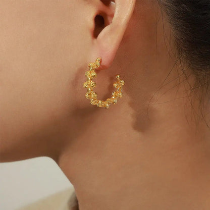 Simple Fashion Copper Irregular Beads Woven Earrings