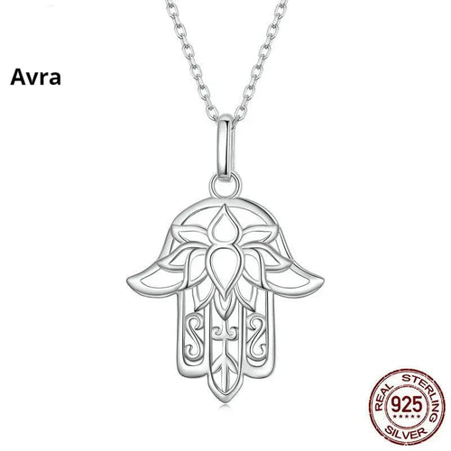 Simple Sterling Silver S925 Fatima Hand Necklace