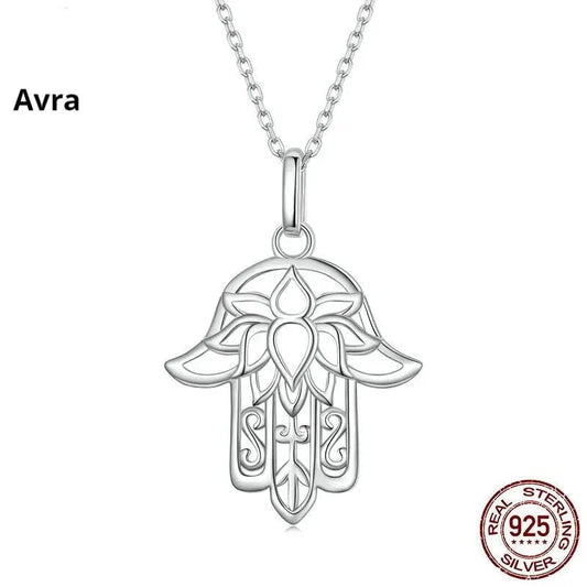 Simple Sterling Silver S925 Fatima Hand Necklace