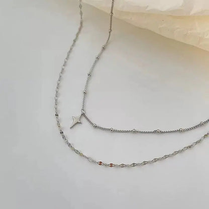 Women's Double-layer Twin Titanium Steel Necklace